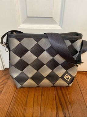 Maggie Bags Seatbelt, Checkerboard Crossbody Bag - Black & Gray, Unisex